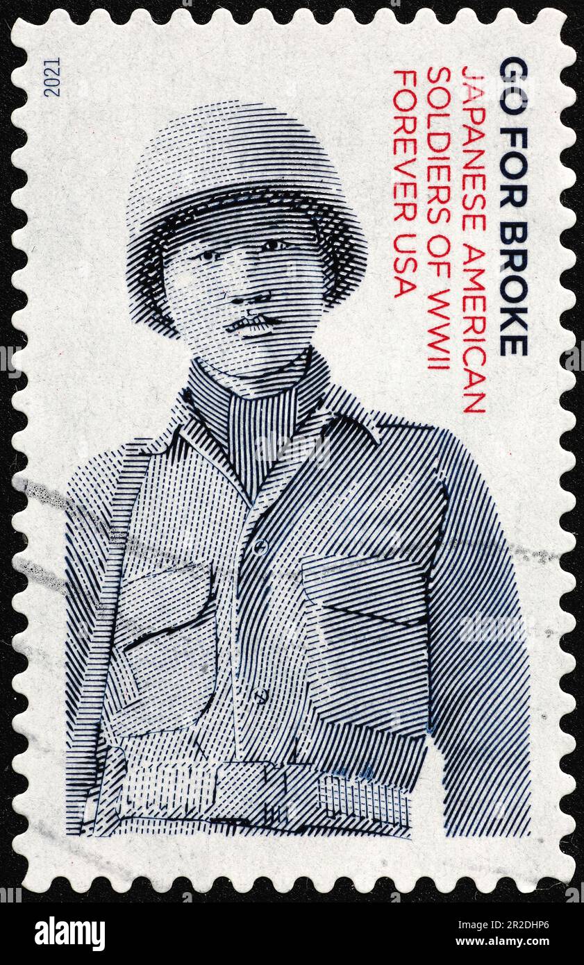 Les soldats américains japonais ont fêté leur fête sur leur timbre-poste Banque D'Images