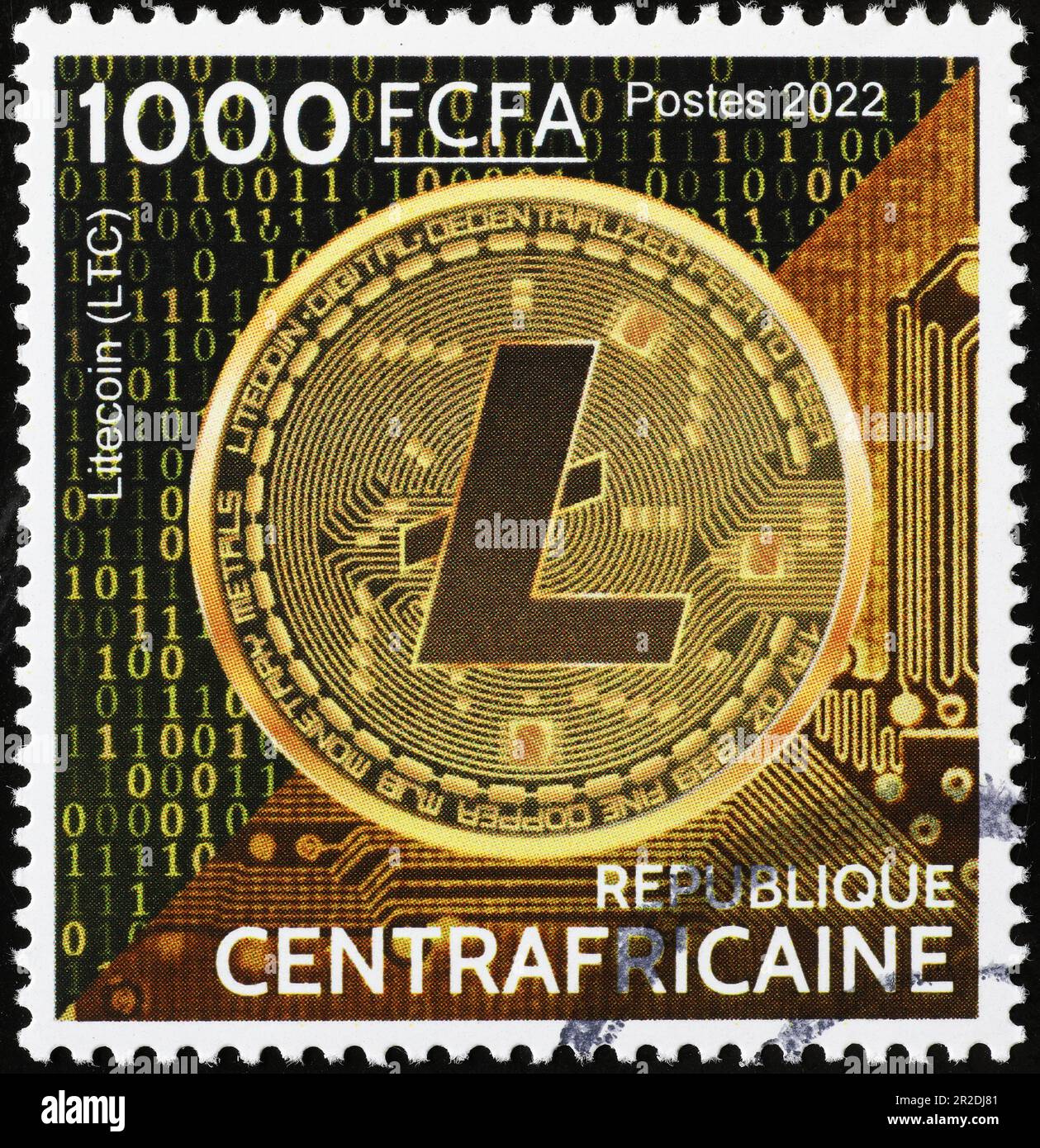 Symbole de la crypto-monnaie sur le timbre-poste Photo Stock - Alamy