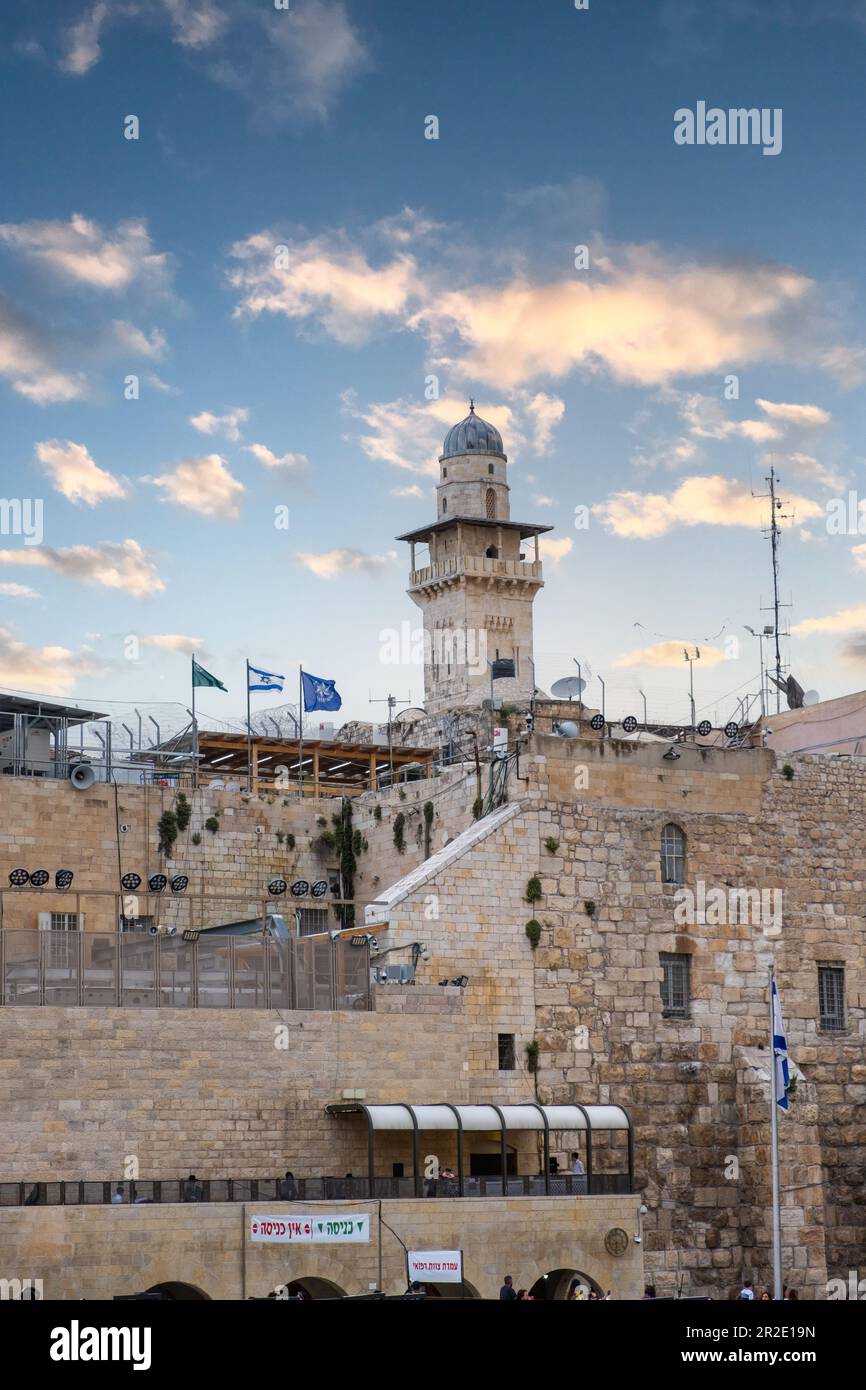 Jérusalem, Israël - 10 avril 2023. Détail de la Tour El-Ghawanima Banque D'Images