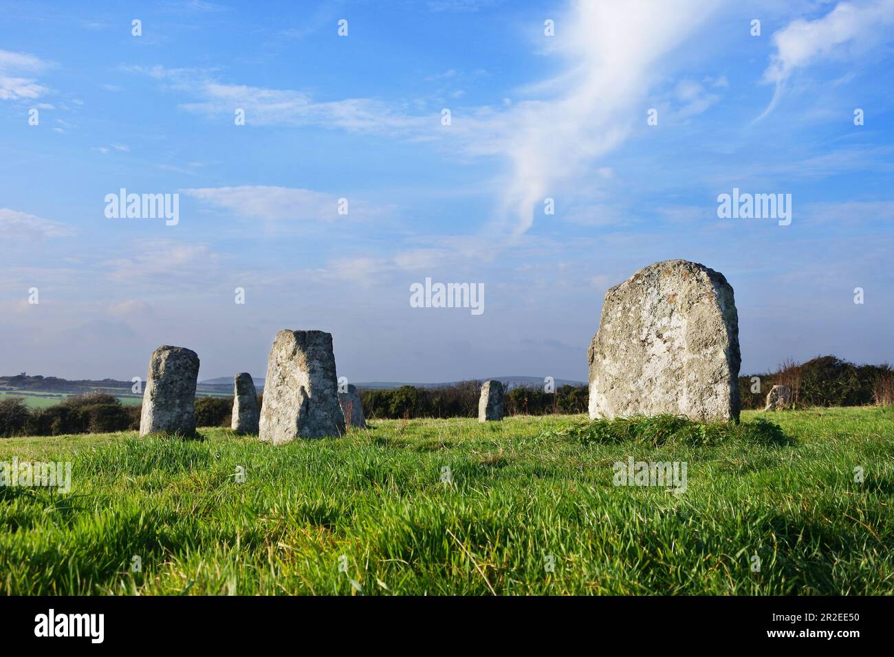 Merry Maidens Stone Circle, Penwith, West Cornwall, Royaume-Uni - John Gollop Banque D'Images