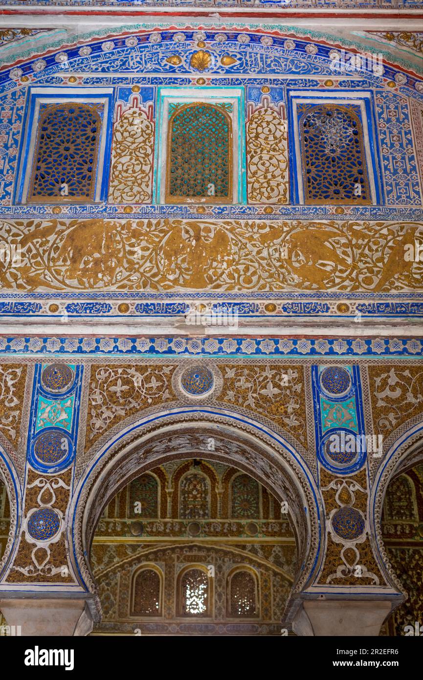 Espagne, Andalousie, Séville, Alcazar de Séville. Porte d'accès du salon de los Embajadores datant du 14th siècle dans le palais de Pierre de Castille. Architecte Banque D'Images
