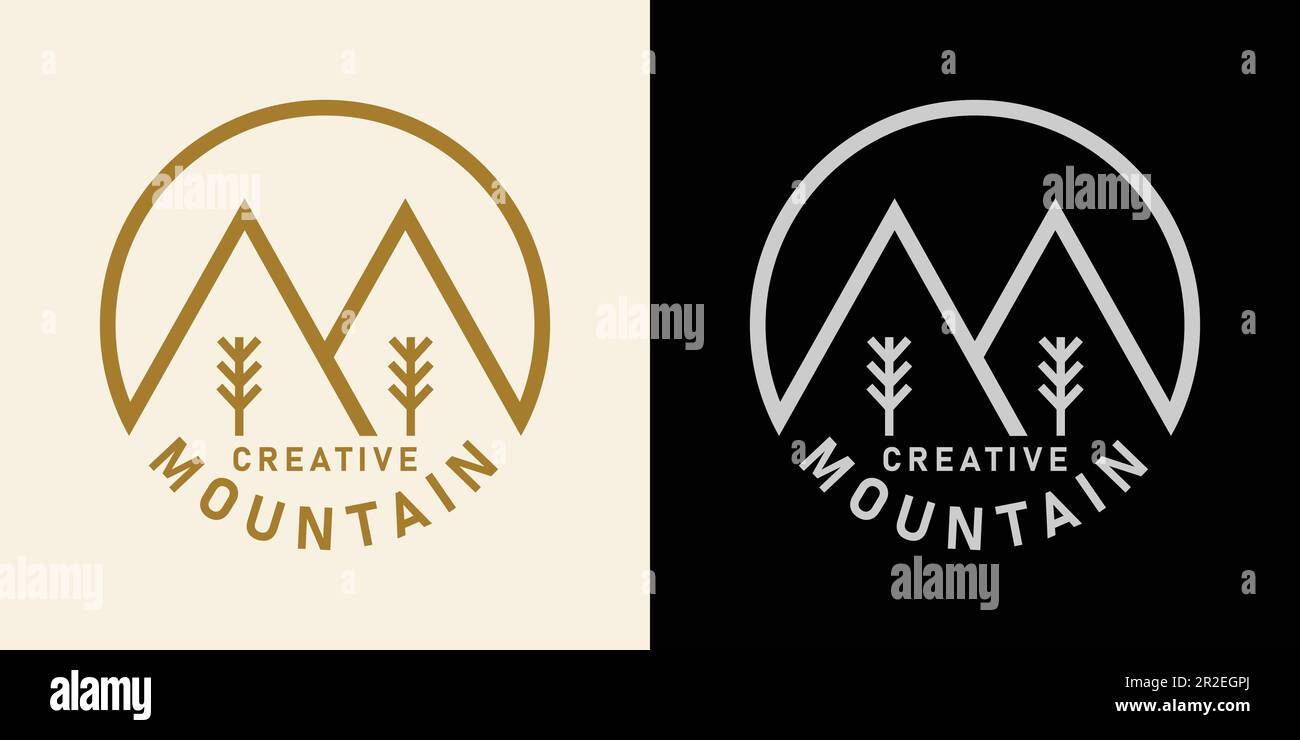 logo design simple pine mountain. logo créatif simple en cercle. Conception vectorielle simple modifiable Illustration de Vecteur