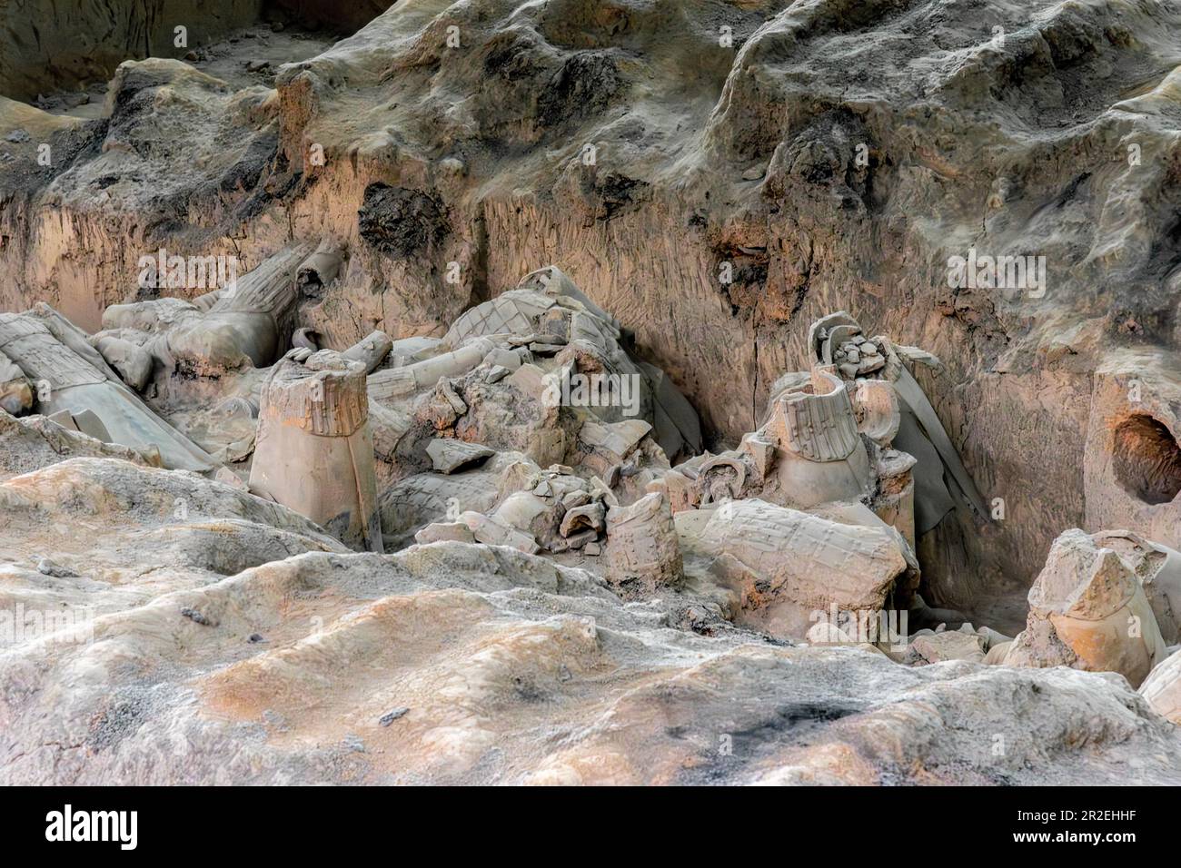 Excavation initiale, guerriers en terre cuite, n° de Pit 2, Xian Banque D'Images