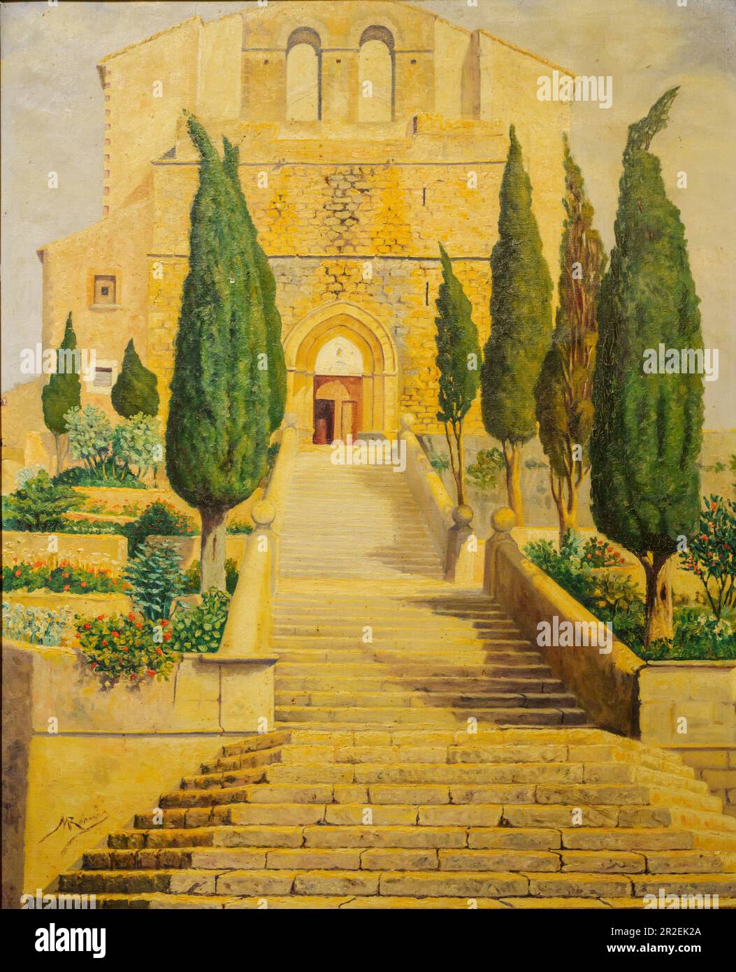 M.Ramis, église paroissiale de Selva, huile sur toile, Palma, Majorque, Espagne Banque D'Images