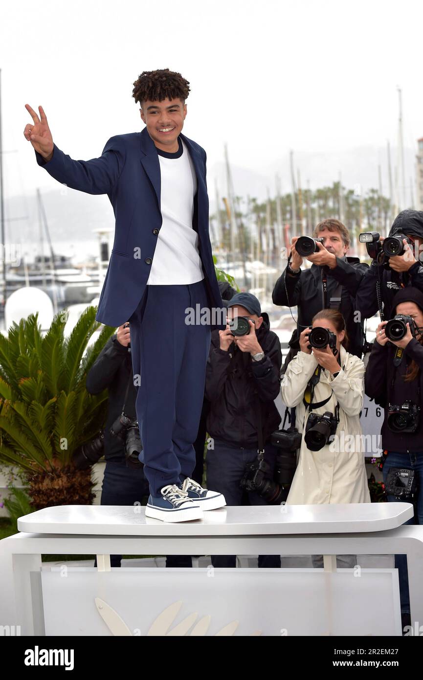 Cannes, France. 19th mai 2023. CANNES, FRANCE - 19 MAI : Ethann Isidore participe à la photocall 'Indiana Jones et le cadran du destin' au festival annuel de Cannes 76th au Palais des Festivals sur 19 mai 2023 à Cannes, France. Credit: dpa/Alay Live News Banque D'Images