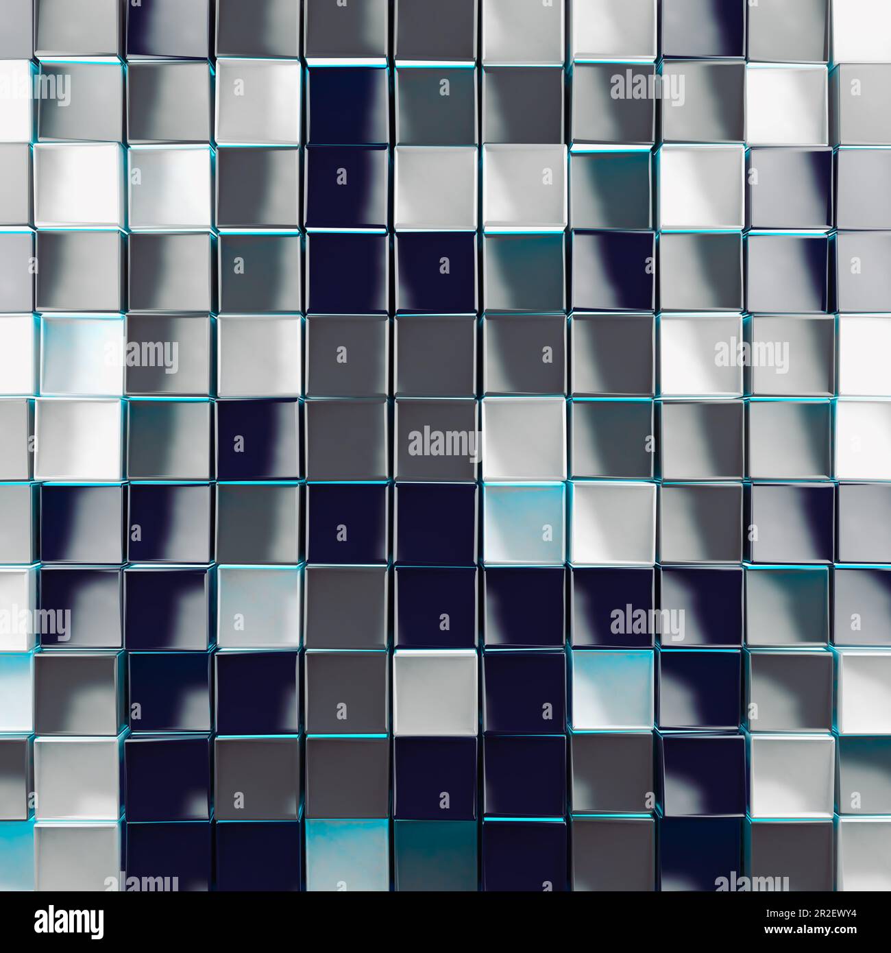 3d Illustration de texture abstraite avec des carrés et cubes.image abstraite de cubes fond en blanc teinté. Banque D'Images