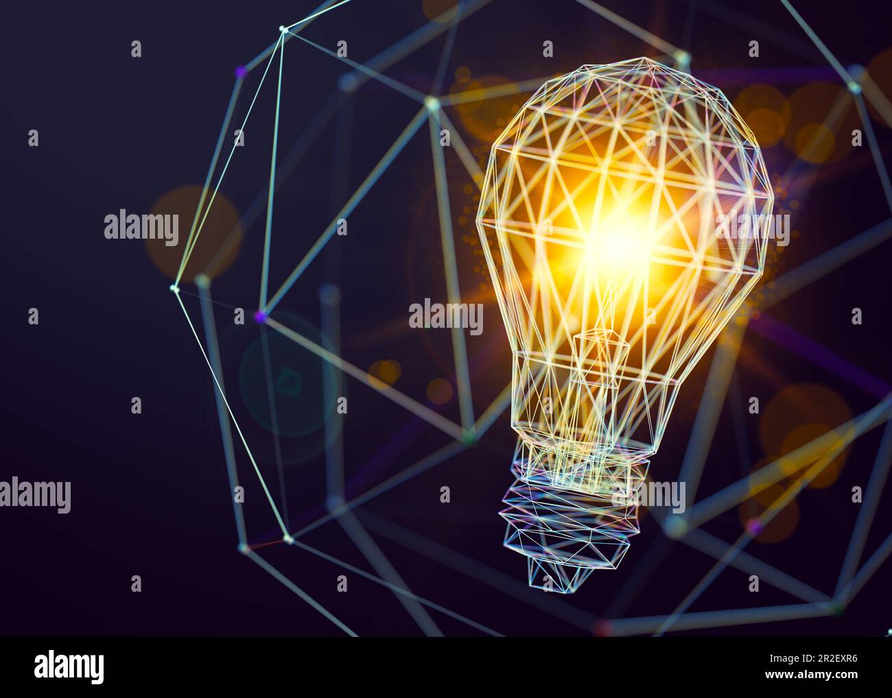 Technologie innovante dans la science et la communication concept.3d illustration.ampoule et concept d'idées et de progrès technologiques. Banque D'Images