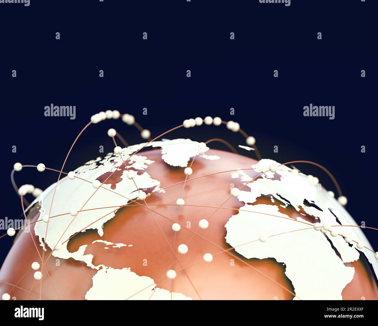 Télécommunications mondiales et cloud computing et carte du monde. Banque D'Images