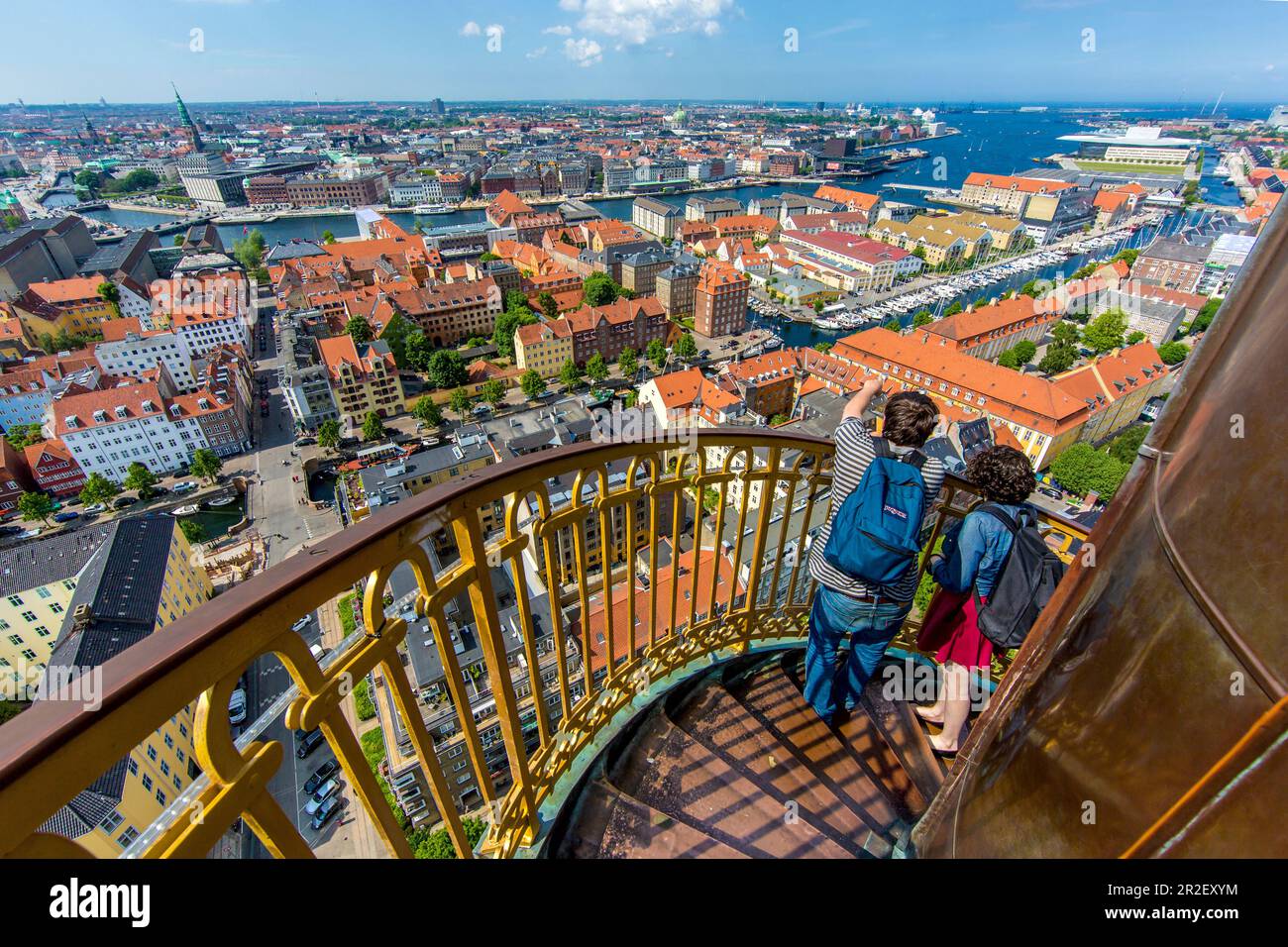 Vue vers le nord depuis la tour d'une église de notre Sauveur (VOR Frelsers Kirke), baroque, Copenhague, Zélande, Danemark Banque D'Images