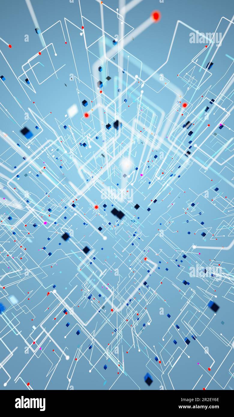 Contexte abstrait de la technologie, de la science et du cloud computer.3d illustration.modèle de concept de code binaire et structure de données volumineuses. Banque D'Images