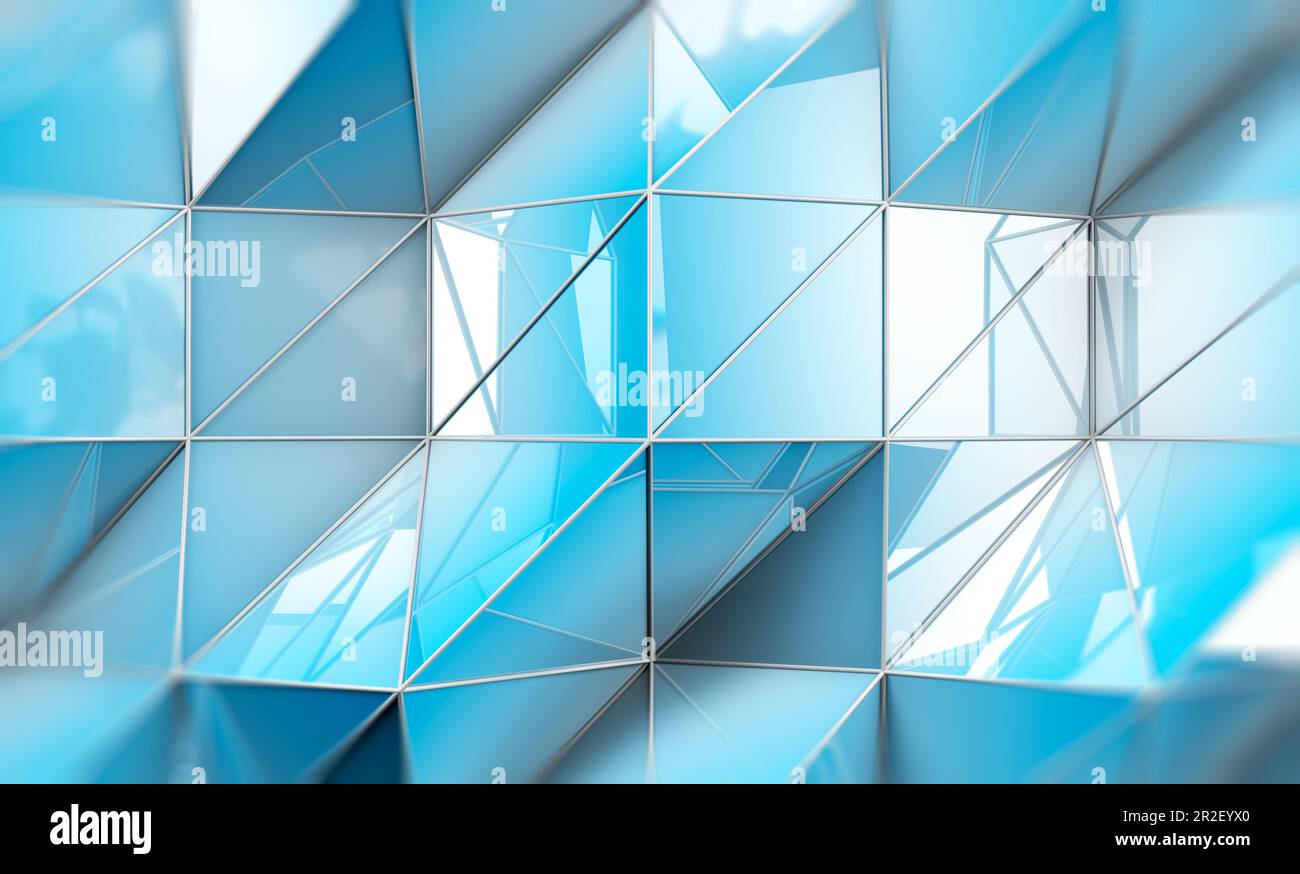 Arrière-plan abstrait de formes géométriques et de lignes en ton bleu.3D illustration Banque D'Images