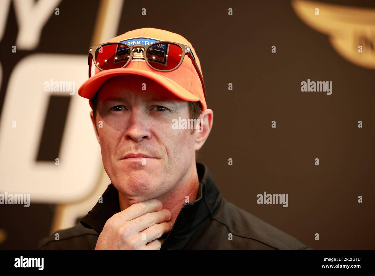 Indianapolis, États-Unis. 19th mai 2023. Scott Dixon (9) de Nouvelle-Zélande et Chip Ganassi Racing, assiste à une conférence de presse le vendredi fou avant l'Indy 500 2023 au circuit automobile d'Indianapolis à Indianapolis. (Photo de Jeremy Hogan/SOPA Images/Sipa USA) crédit: SIPA USA/Alay Live News Banque D'Images