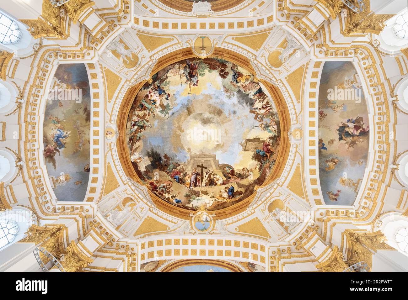 Magnifiques fresques au plafond, église au monastère de Wiblingen près d'Ulm, Oberschwäbische Barockstrasse, Baden-Wuerttemberg, Allemagne, Europe Banque D'Images