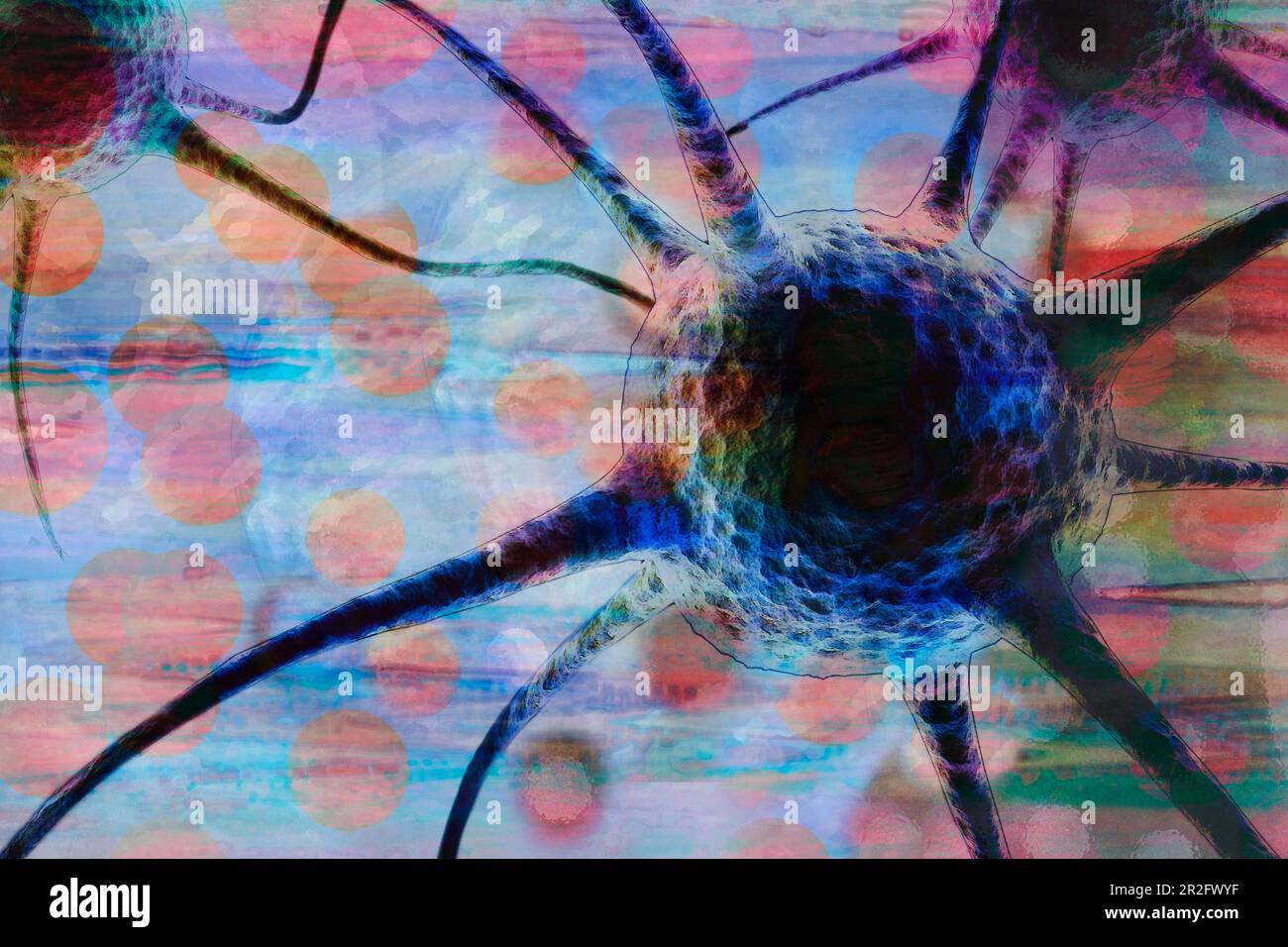Illustration des cellules nerveuses ou des neurones les cellules nerveuses sont des cellules très spécialisées et très sensibles qui sont responsables de la transmission de l'information Banque D'Images