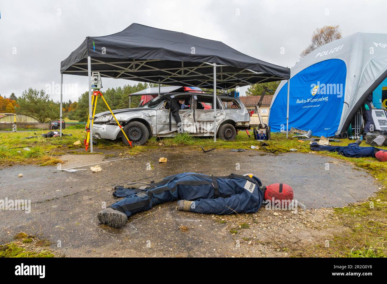 Obtenir des preuves après une attaque terroriste, photo de symbole, exercice anti-terroriste BWTEX, police, Bundeswehr et forces de secours répétition de la lutte contre Banque D'Images