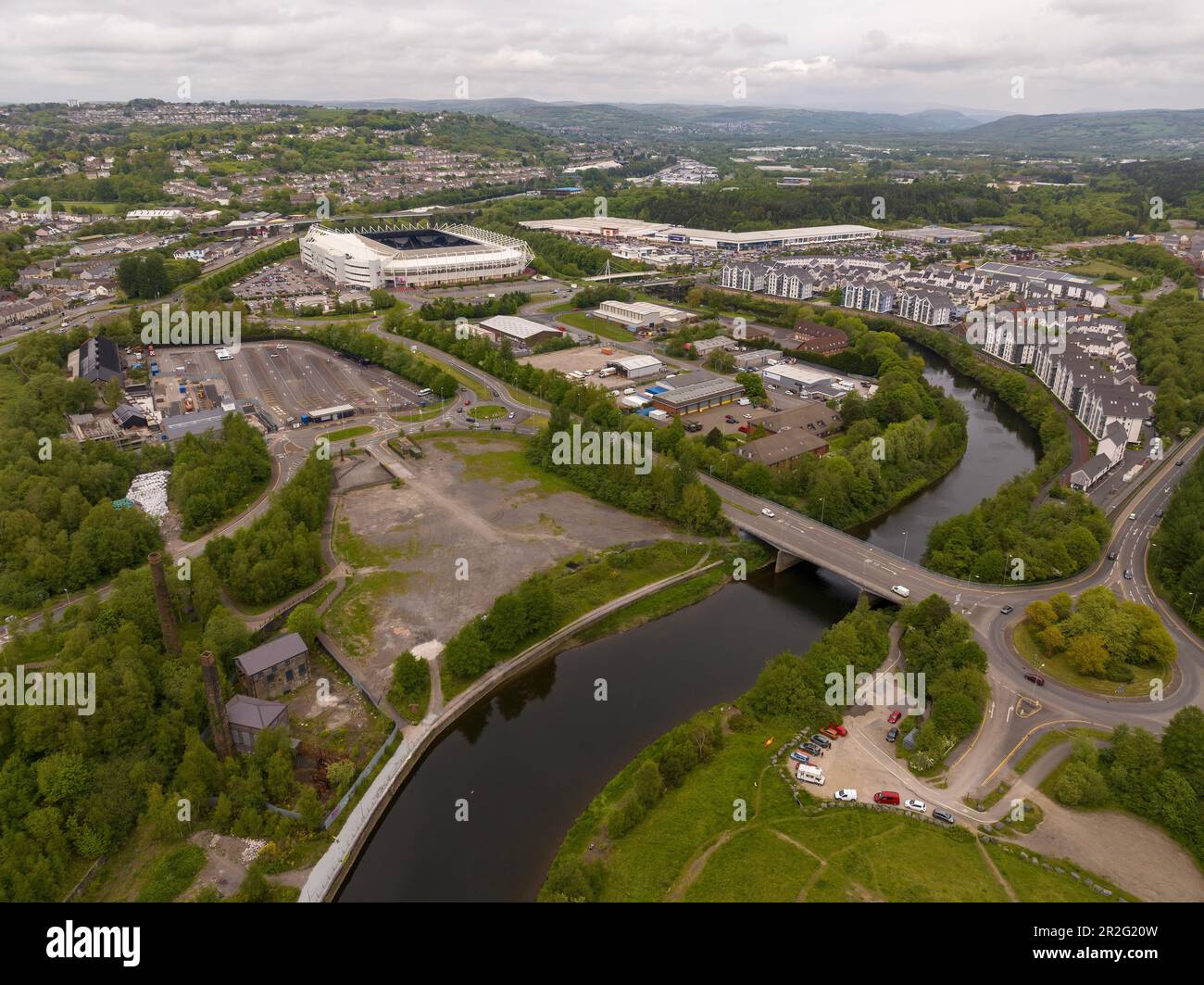 Editorial SWANSEA, Royaume-Uni - 14 mai 2023 : stade de la liberté, stade de football de Swansea City et équipe de rugby Ospreys. Banque D'Images
