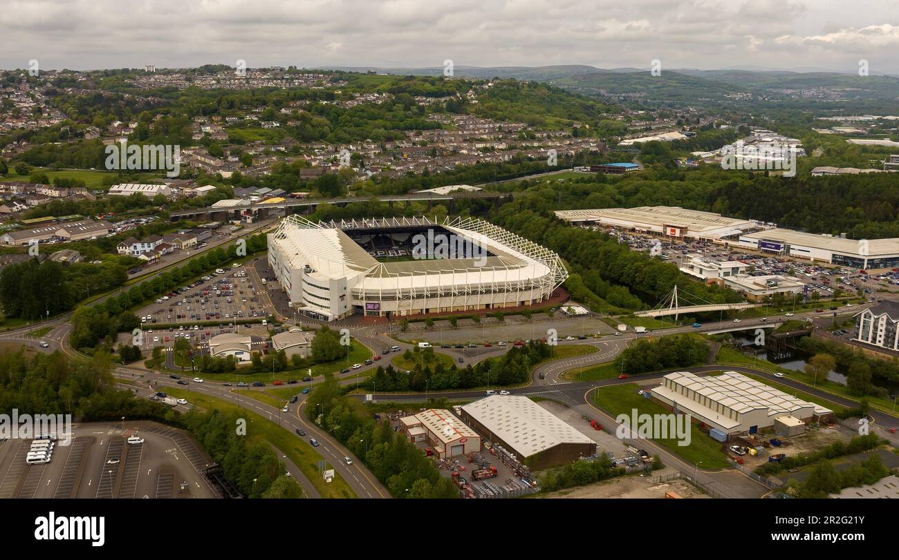 Editorial SWANSEA, Royaume-Uni - 14 mai 2023 : stade de la liberté, stade de football de Swansea City et équipe de rugby Ospreys. Banque D'Images