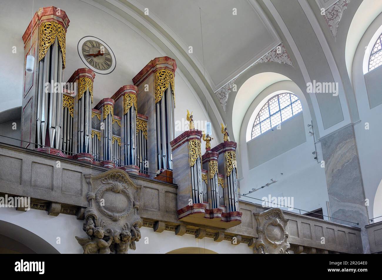 L'orgue, Saint Église catholique Anton, Kempten, Allgaeu, Bavière, Allemagne Banque D'Images