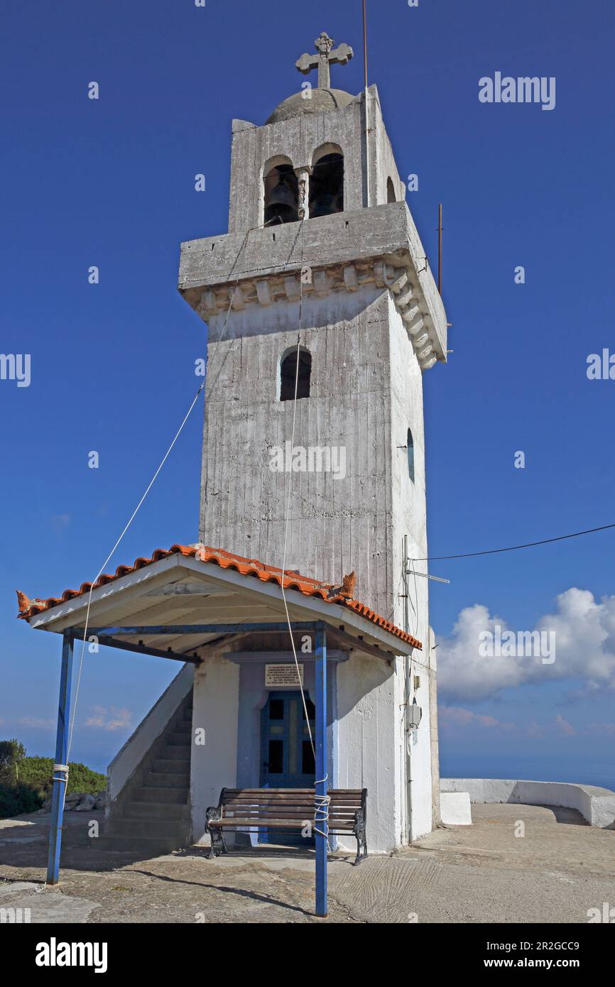 Tour, Monastère Kathara, Ithaca, Iles Ioniennes, Grèce Banque D'Images