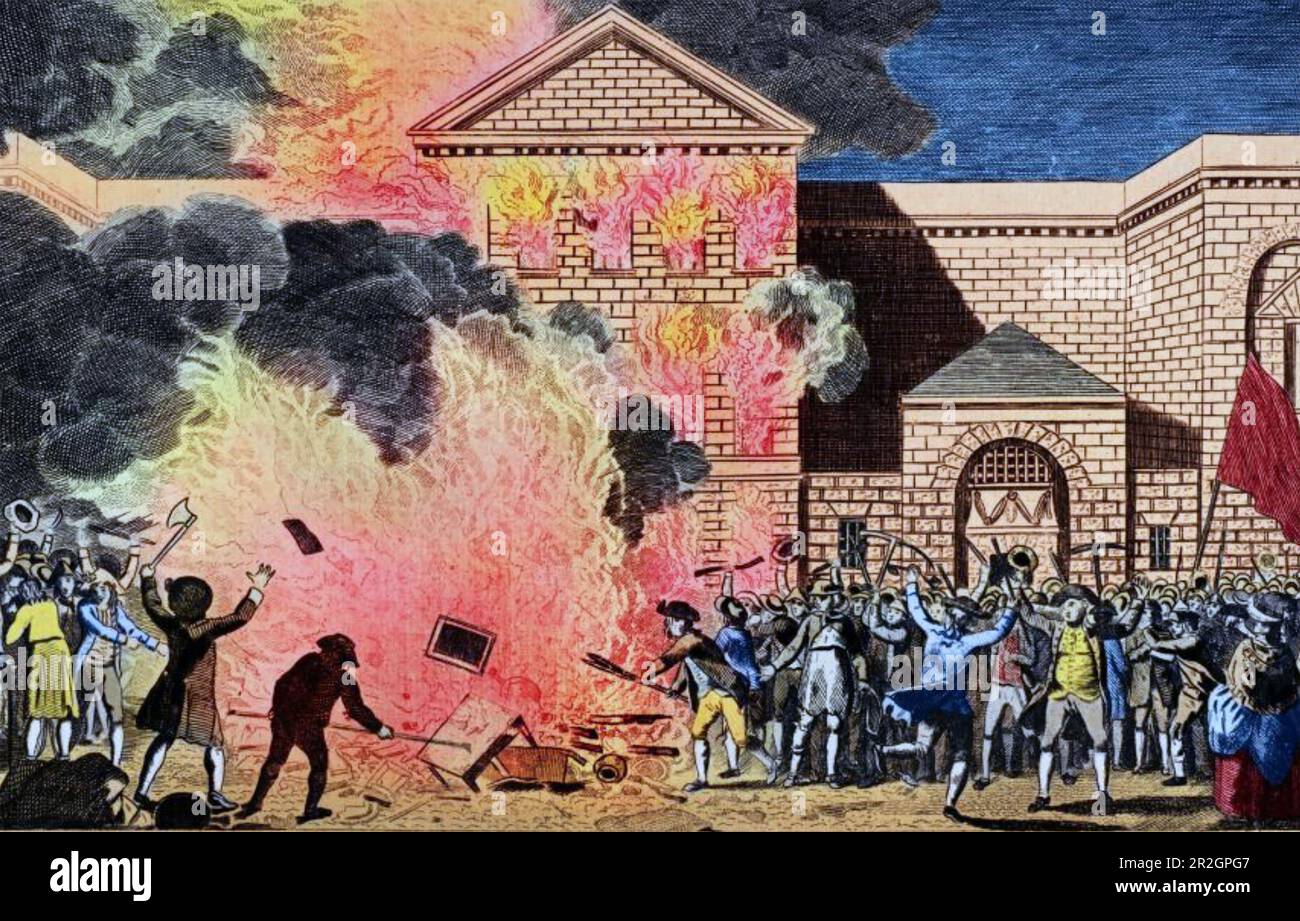 ÉMEUTES DE GORDON , Londres, 1780. La foule met le feu à la prison de Newgate, Banque D'Images