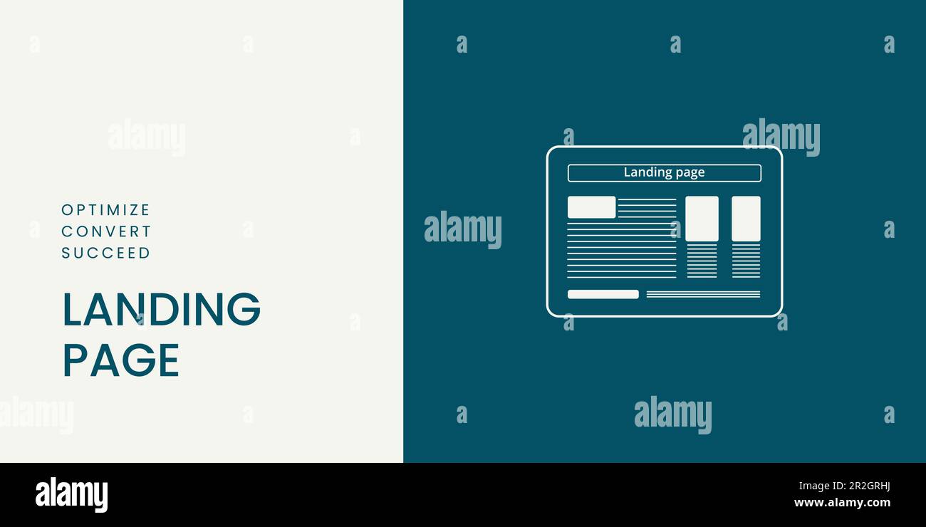 Bannière de la page d'arrivée sur fond blanc et bleu. Bannière élégante avec texte et icône pour les entreprises et le marketing Illustration de Vecteur