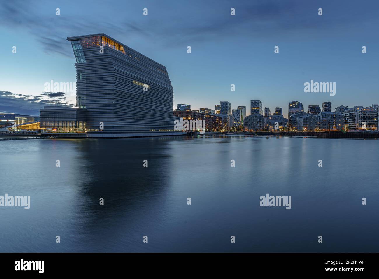 Vue sur le musée Edvard Munch et le quartier Barcode à Oslo, Norvège. Banque D'Images
