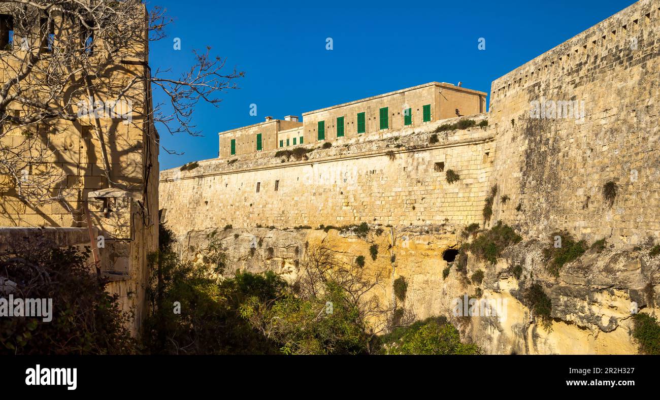Fortifications antiques puissantes à Vittoriosa, Malte, Europe Banque D'Images