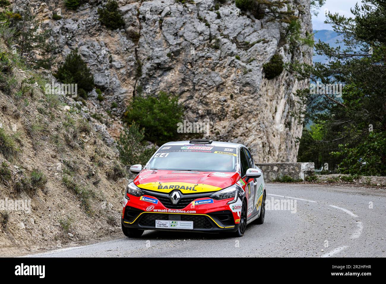 44 STIRLING Benjamin, STIRLING Florence, Renault Clio RS ligne Rally5, action pendant le Rallye Antibes Côte d'Azur 2023, 3rd tour du Championnat de France des Ralyes 2023, de 19 mai à 20 à Juan-les-douleurs, France - photo Grégory Lenormand/DPPI crédit: DPPI Media/Alay Live News Banque D'Images