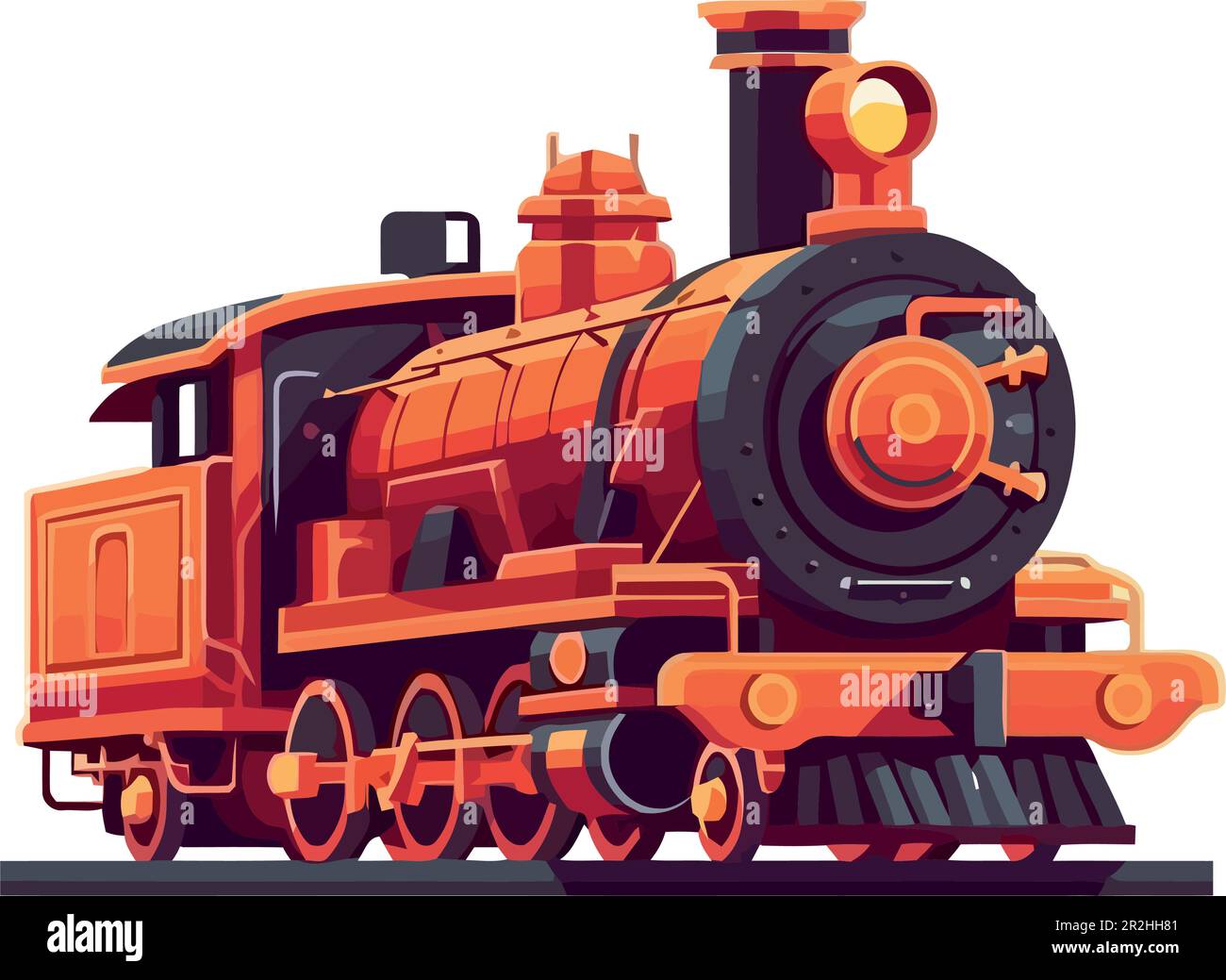 Des crocs de locomotive à vapeur le long de la voie ferrée, transportant des marchandises isolées Illustration de Vecteur
