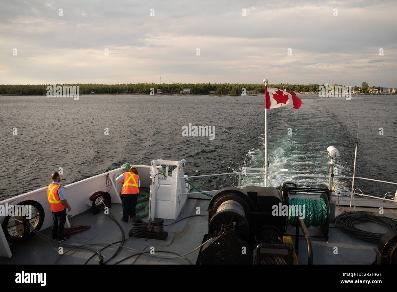 South Baymouth, on, Canada-juillet 2022 -le traversier Chi-Cheemaun arrive à South Baymouth depuis Tobermory. Photo de haute qualité Banque D'Images