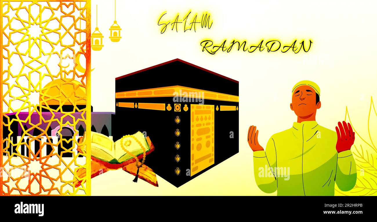 Salam Ramadan bannière fond pour le mois de jeûne Banque D'Images
