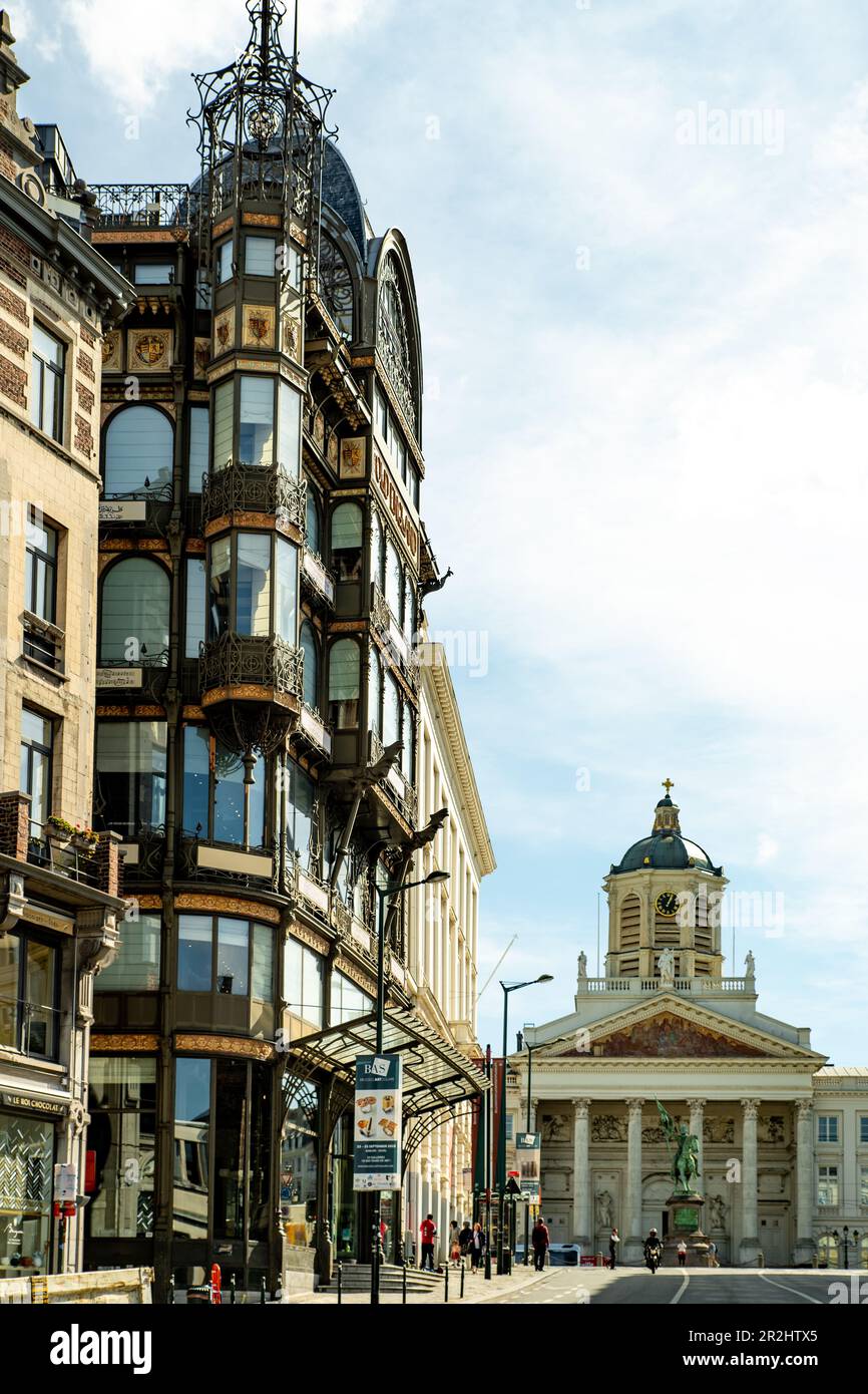 Façade Art Nouveau du Musée des instruments de musique à Bruxelles, Belgique. Banque D'Images