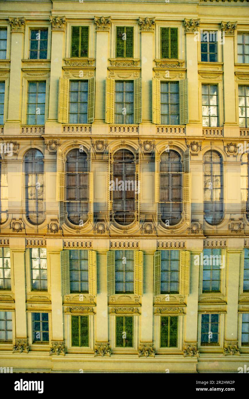 Photo en double exposition d'un manoir majestueux à Gand, en Belgique Banque D'Images