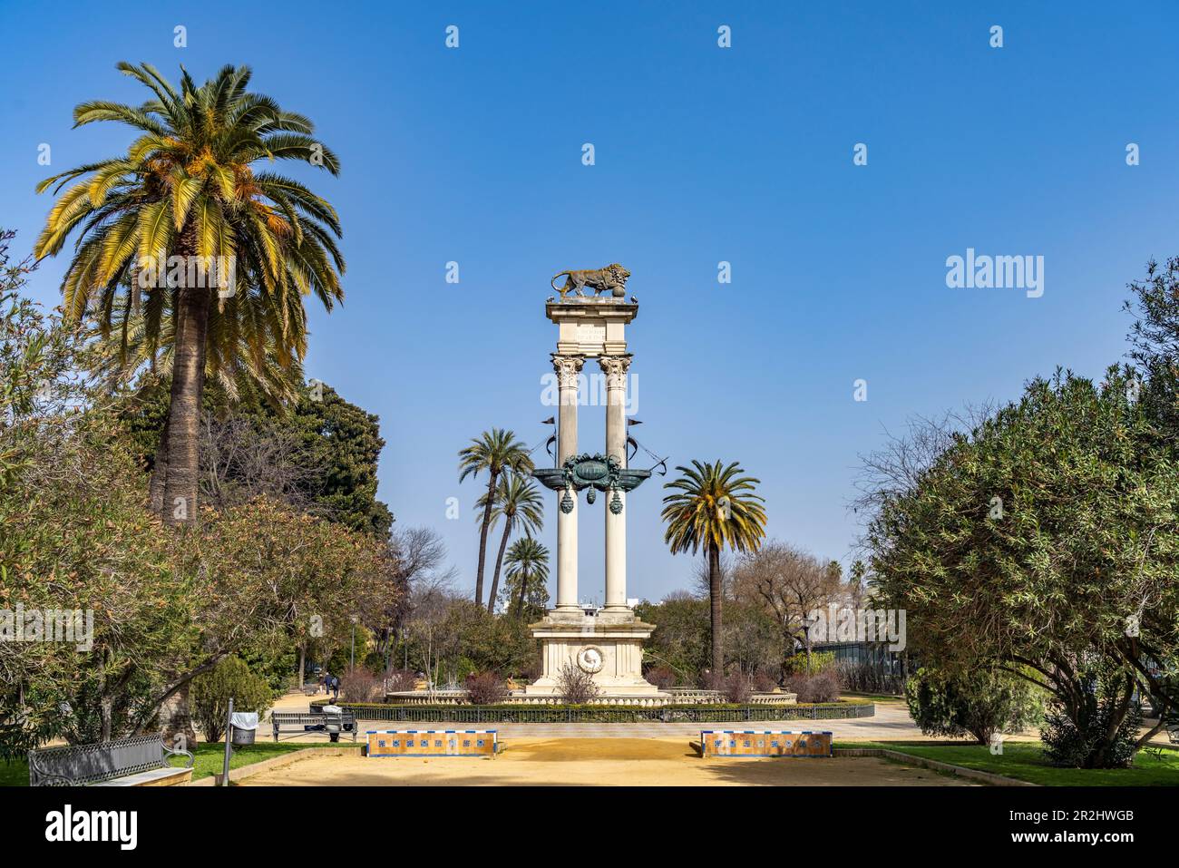 Monument de Columbus dans les Jardins de Murillo Jardines de Murillo, Séville, Andalousie, Espagne Banque D'Images