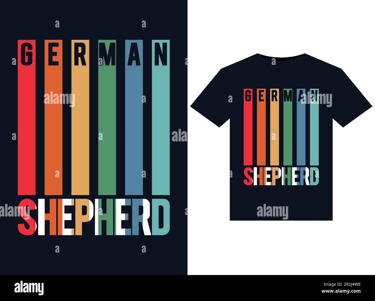 Illustrations de berger allemand pour un motif T-Shirts prêt à imprimer. Illustration de Vecteur