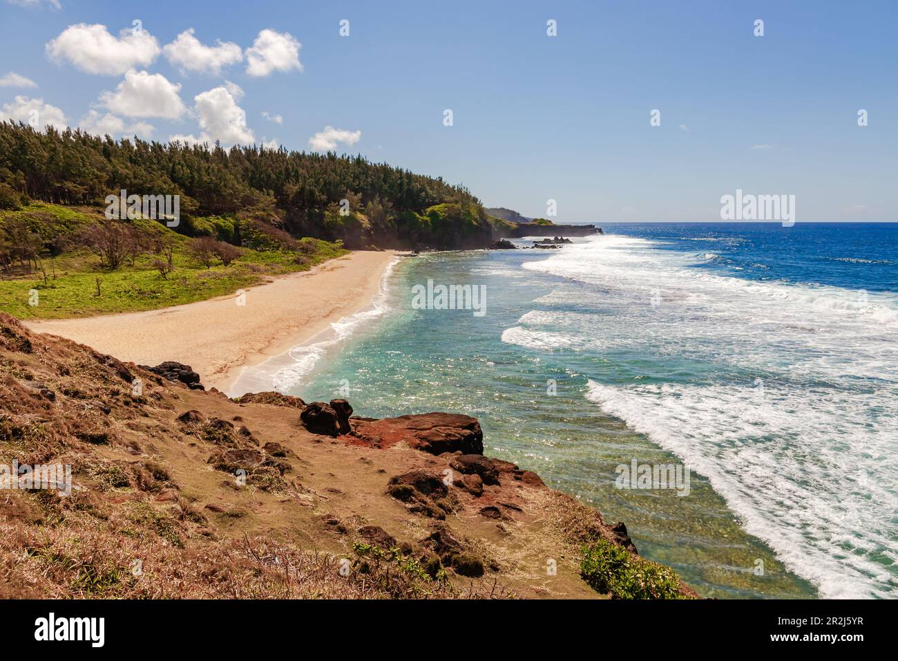 Les sables désertés de gris gris plage dans le sud de l'île Maurice, océan Indien Banque D'Images