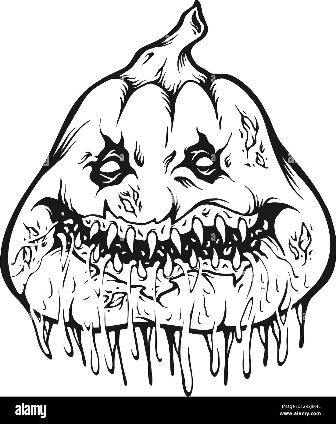 Tête de monstre de citrouille goutte d'eau helloween logo d'horreur illustrations silhouette vecteur illustrations pour votre logo de travail, t-shirt de marchandise, autocollants Illustration de Vecteur