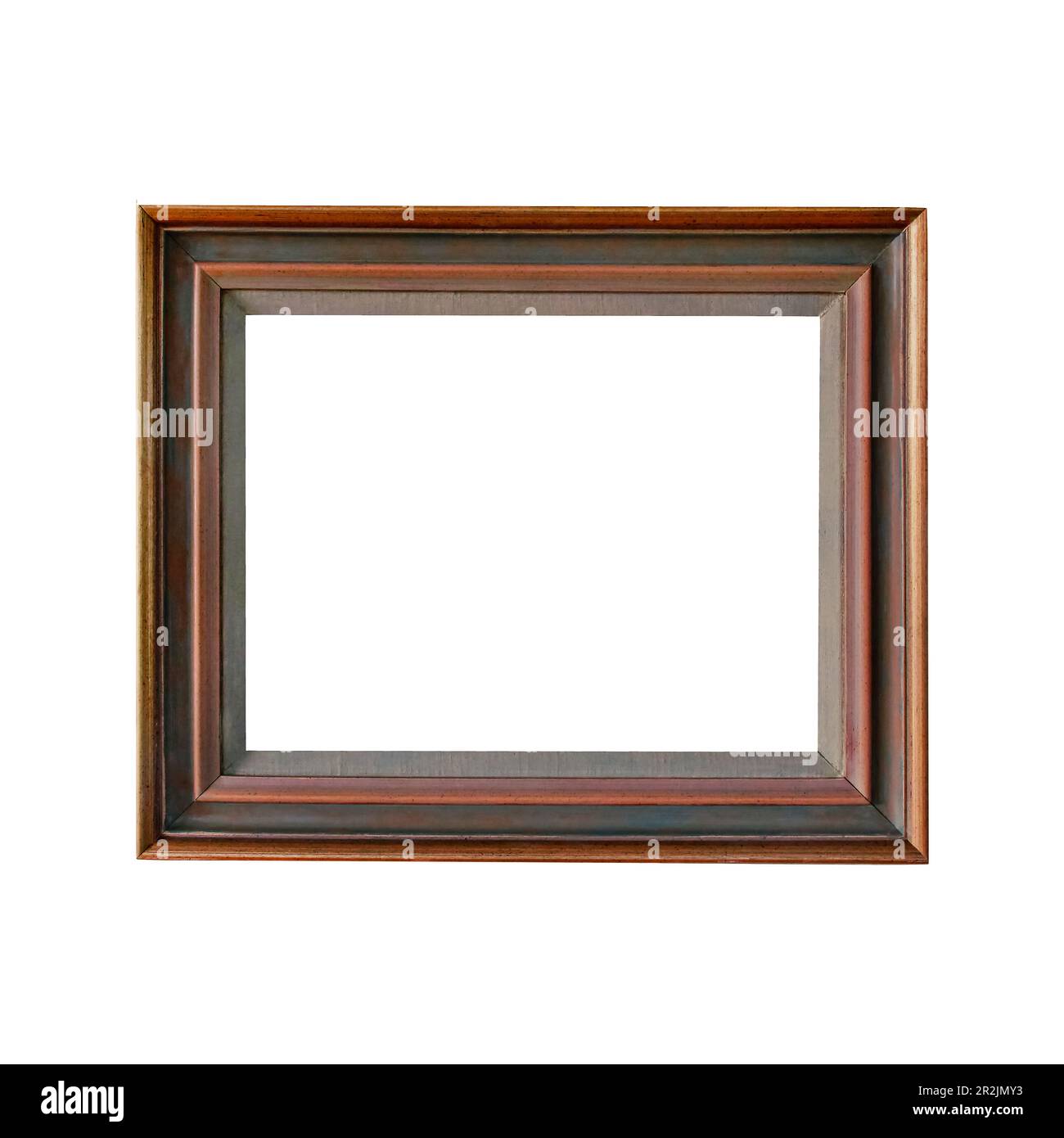 Cadre photo élégant rectangle en bois intérieur de taille moyenne brun rougeâtre Banque D'Images