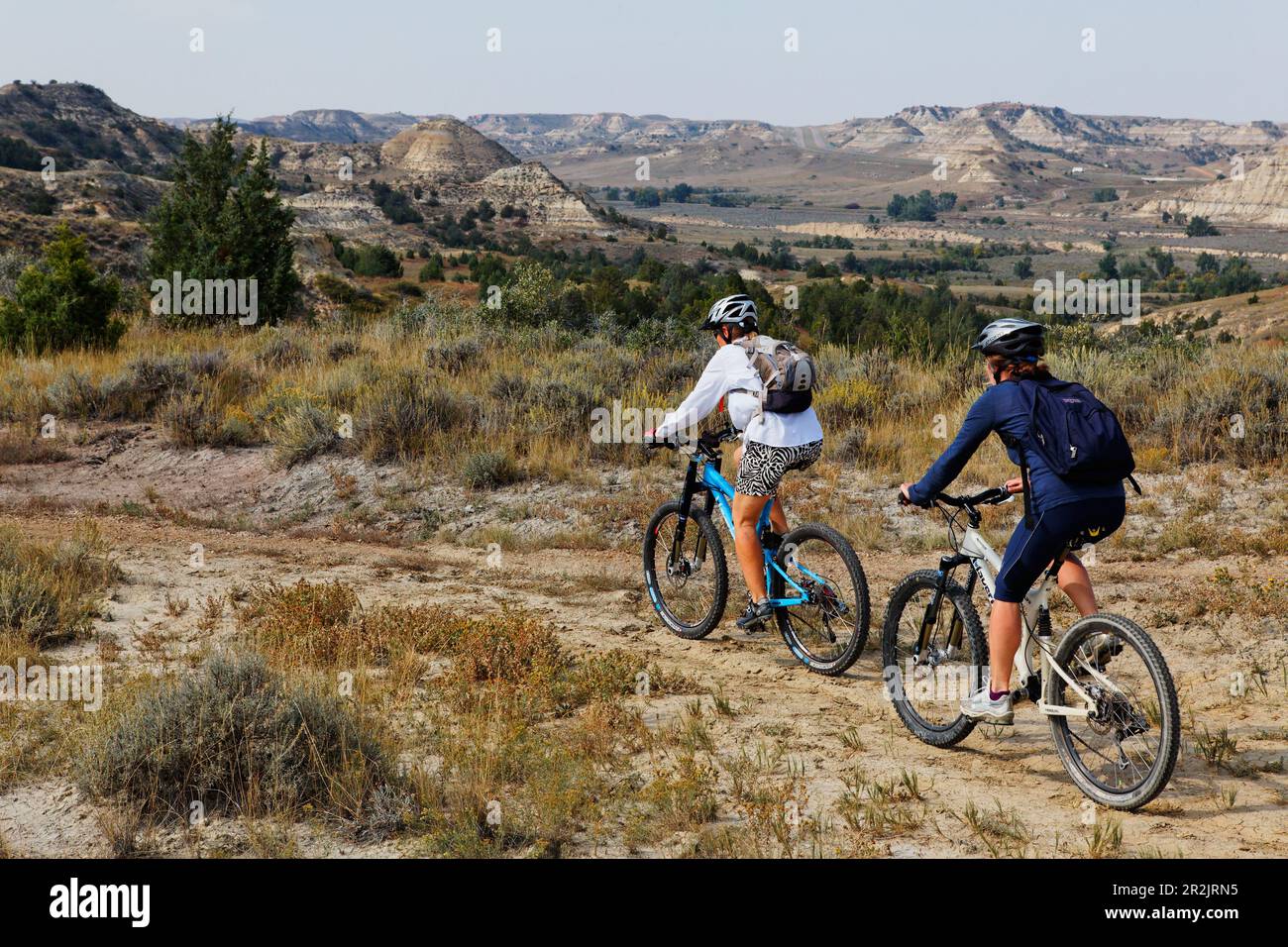 Du vélo de montagne, Sentier Maah Taah Hé, Medora, North Dakota, USA Banque D'Images