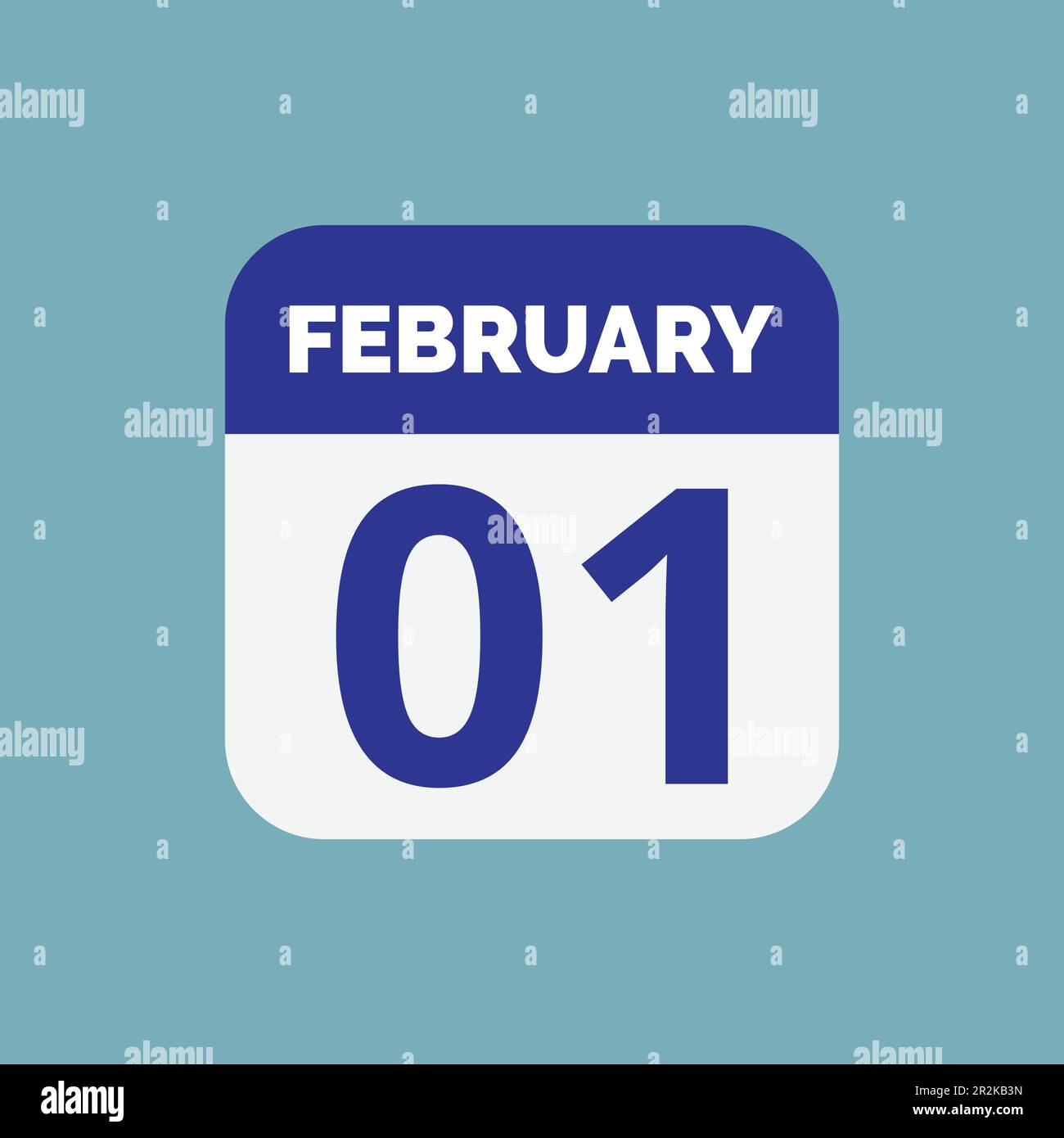 Flat 1 février icône du calendrier vecteur de stock Illustration de Vecteur