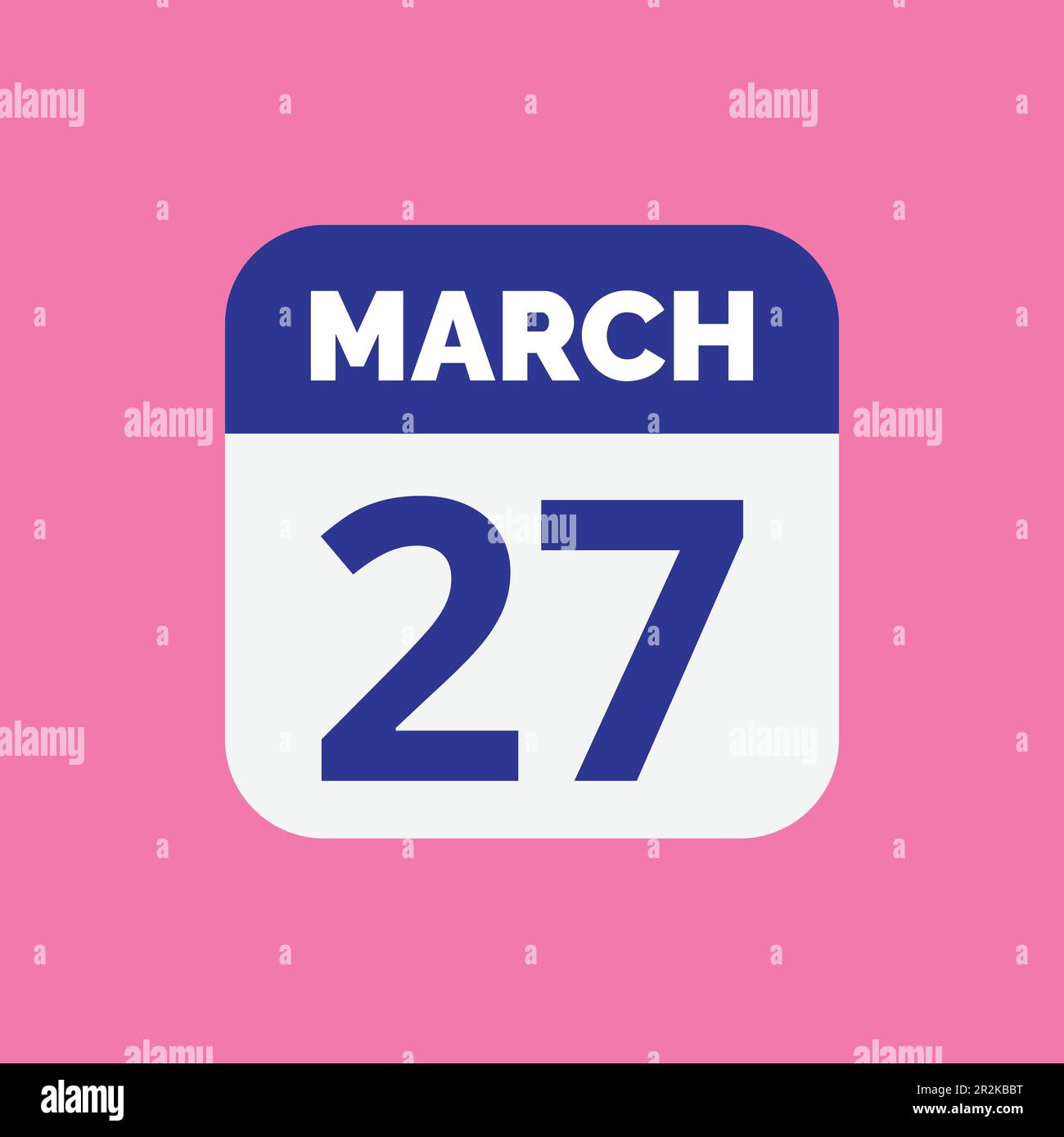 Icône de date du calendrier Flat 27 mars vecteur de stock Illustration de Vecteur