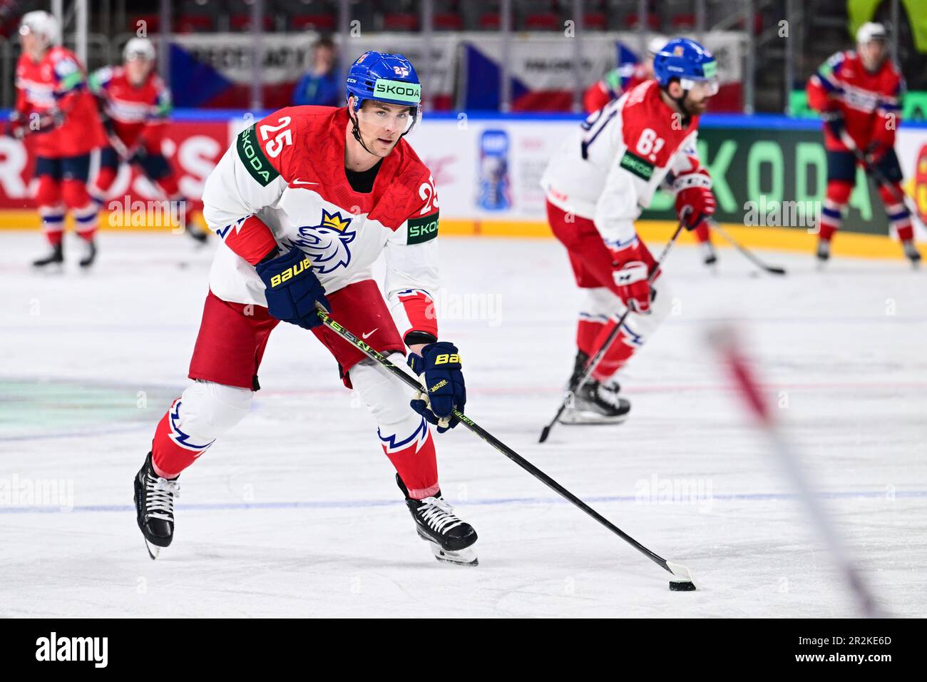 Riga, Lettonie. 20th mai 2023. Le Tchèque Radan Lenc en action lors de l'échauffement matinal de l'équipe tchèque avant le Championnat du monde de hockey sur glace de l'IIHF, match du Groupe B République Tchèque contre la Norvège à Riga, Lettonie, 20 mai 2023. Crédit : David Tanecek/CTK photo/Alay Live News Banque D'Images