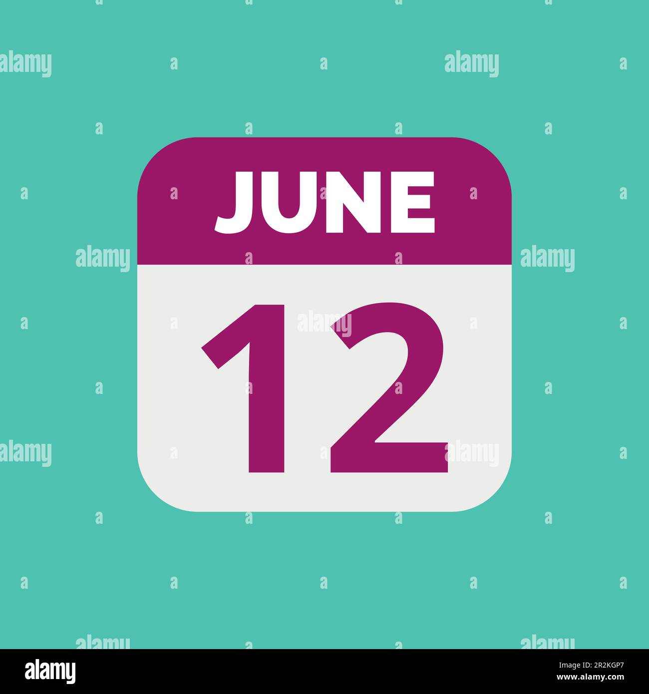 Icône de date du calendrier 12 juin Illustration de Vecteur