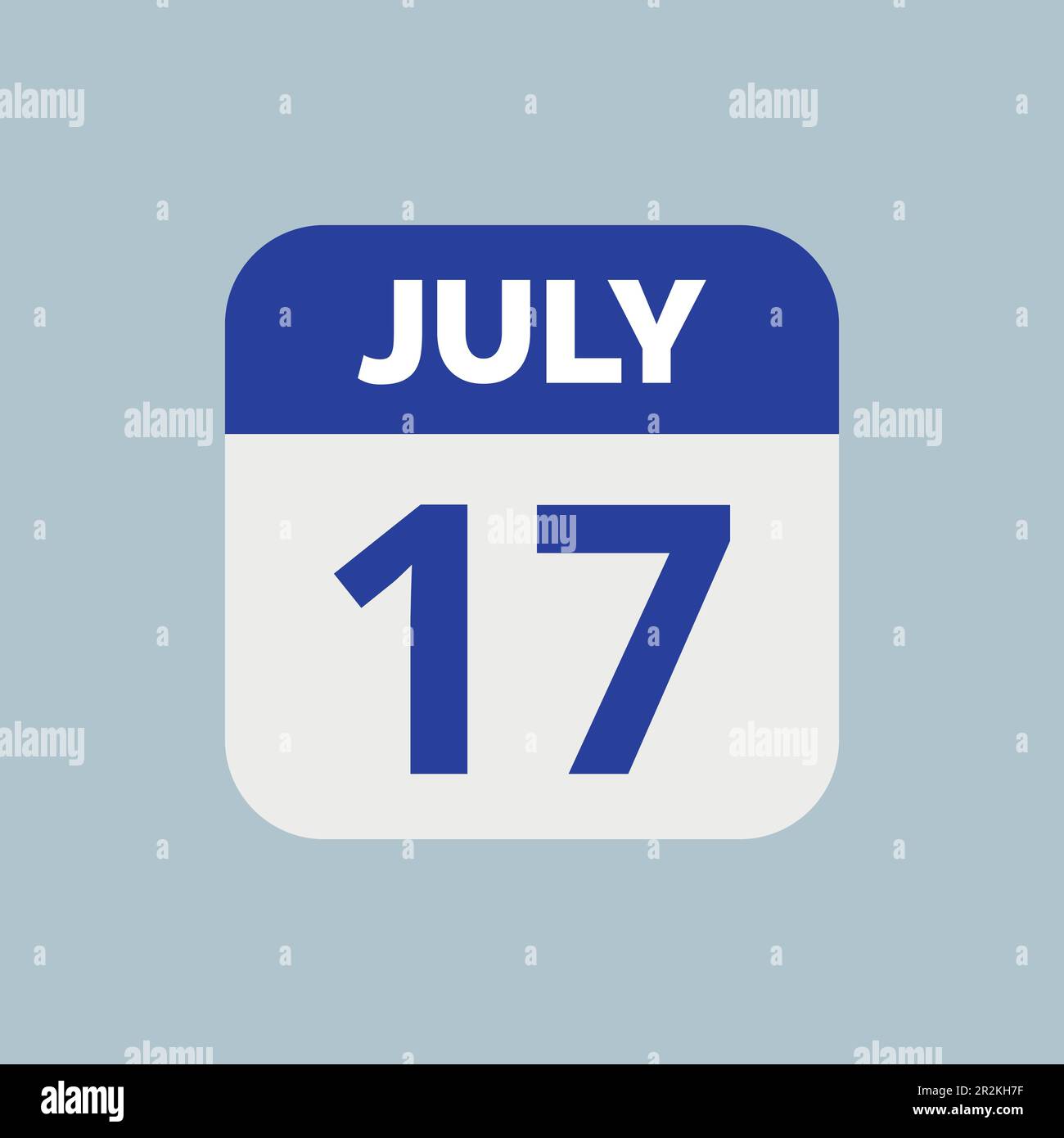 Icône de date du calendrier 17 juillet Illustration de Vecteur