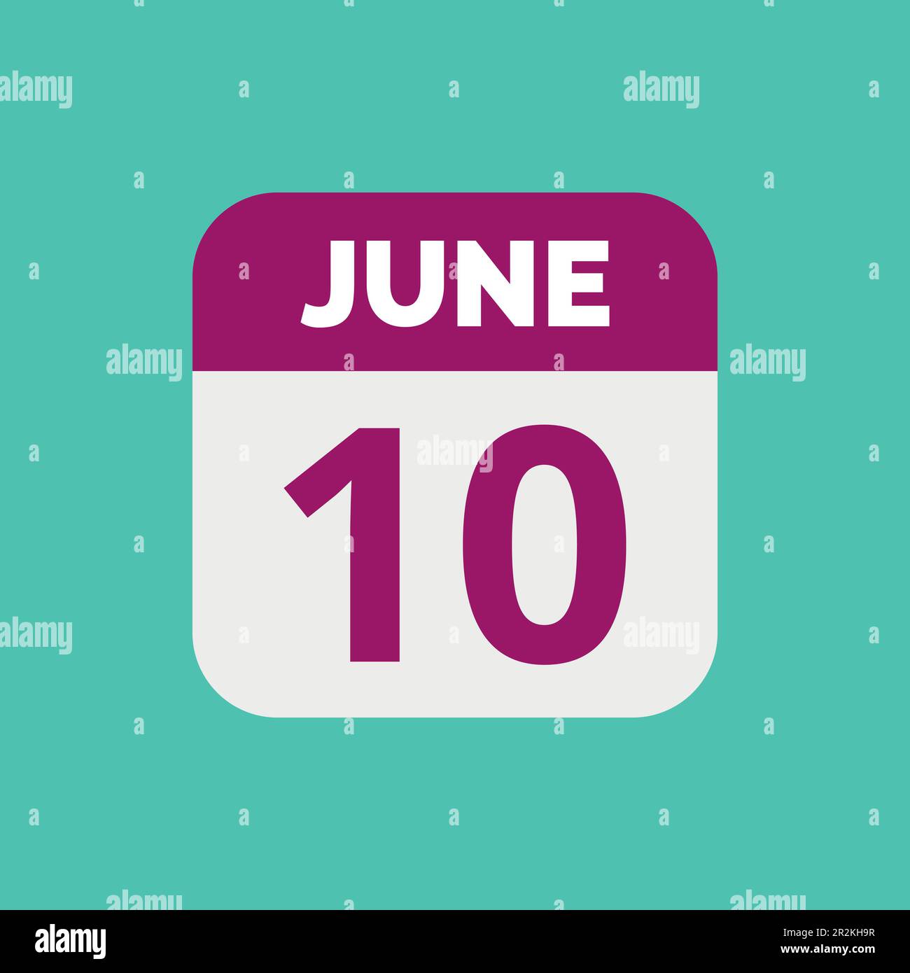 Icône de date du calendrier 10 juin Image Vectorielle Stock - Alamy