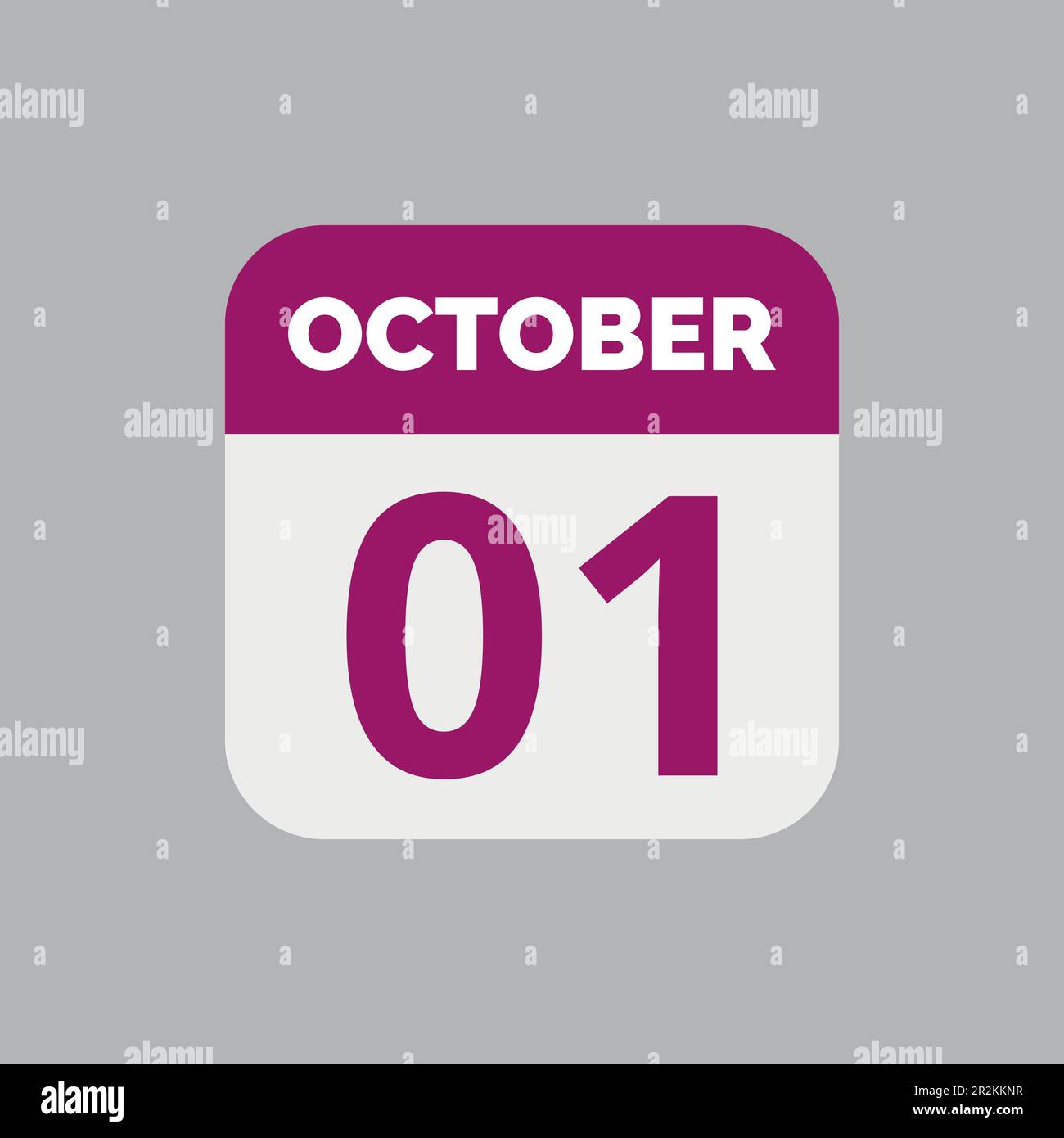 Icône de date du calendrier 1 octobre Illustration de Vecteur