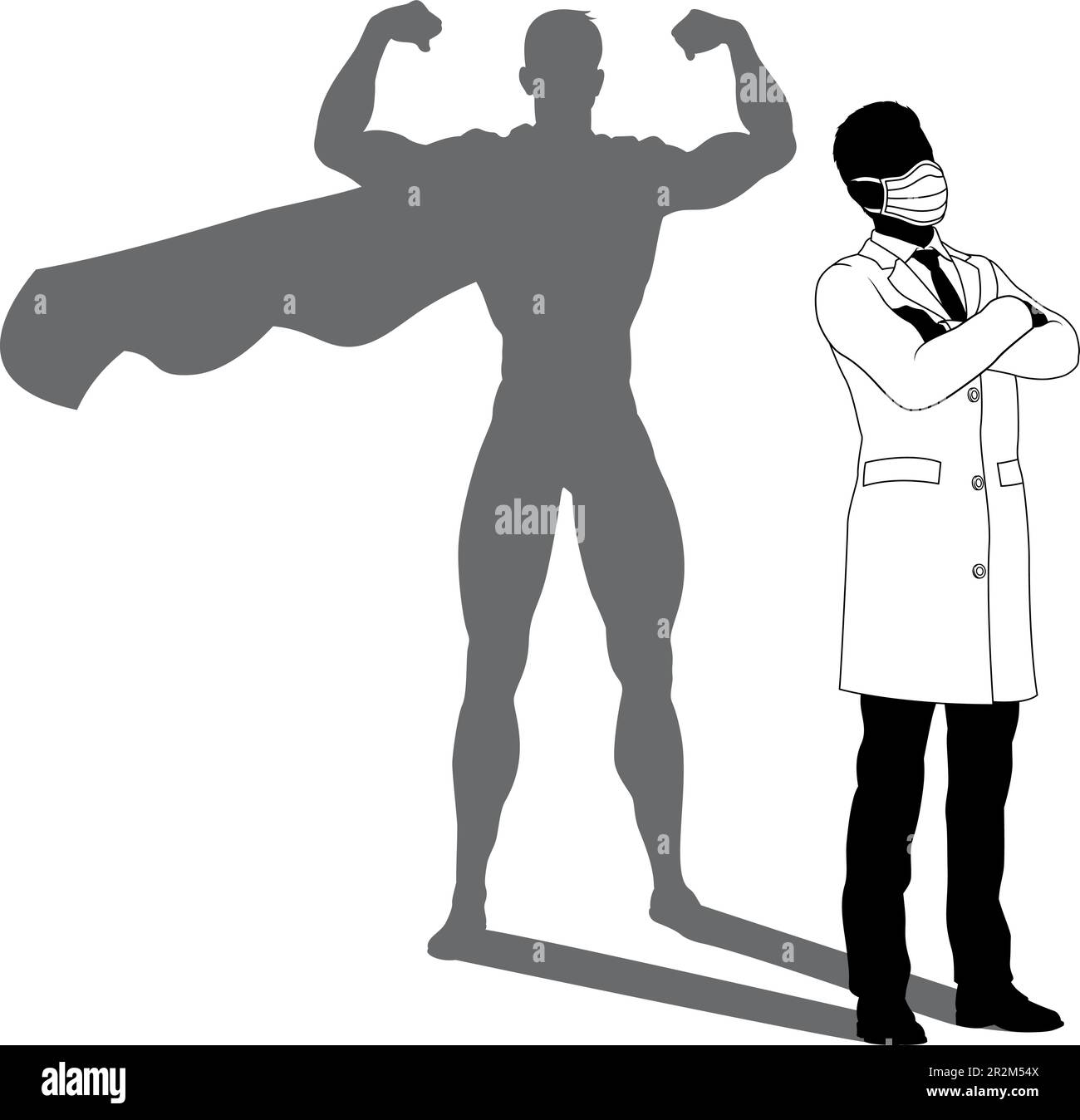 Super-héros Doctor avec Super Hero Shadow Silhouette Illustration de Vecteur