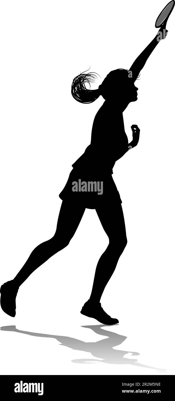 Tennis Silhouette Sport Player Femme Illustration de Vecteur