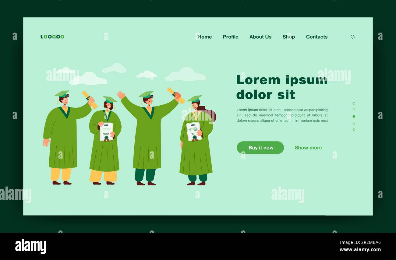 Heureux étudiant diplômé de niveau et de détenir des diplômes Illustration de Vecteur