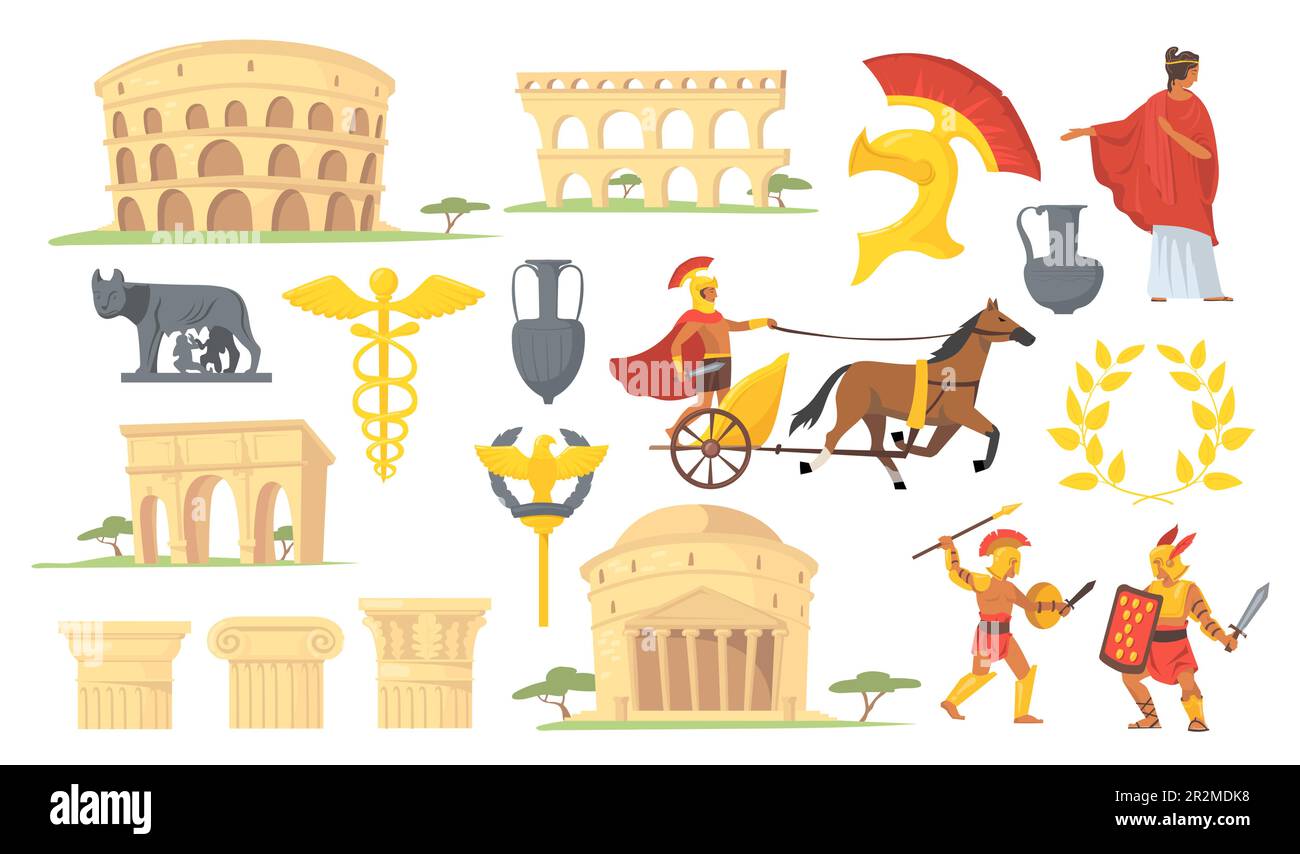 Ensemble de symboles de la civilisation romaine antique Illustration de Vecteur